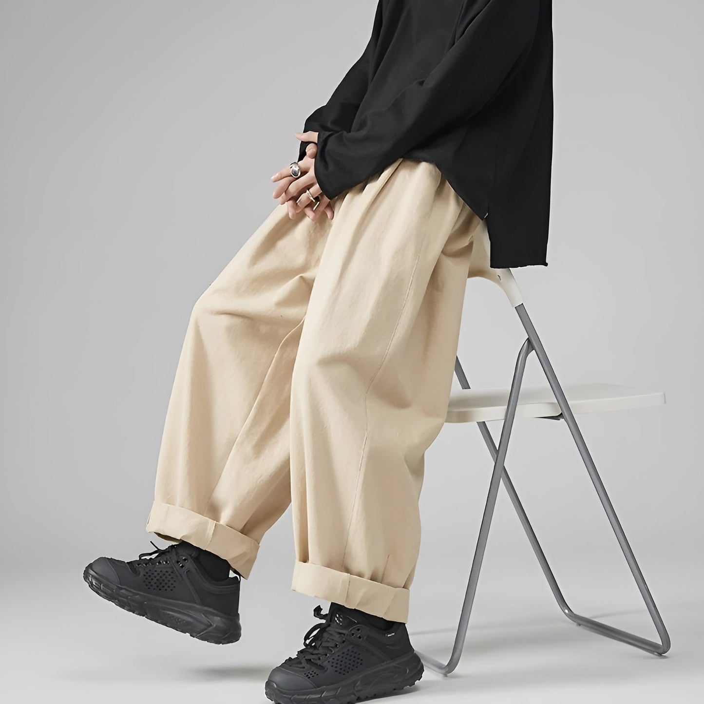 Image of Rhys | Men's Wide Leg Drawstring Casual Pants