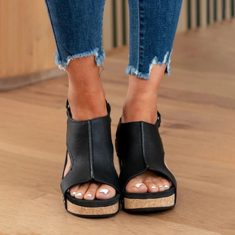 Image of Riley | Women's Wedge Sandals with Ankle Strap