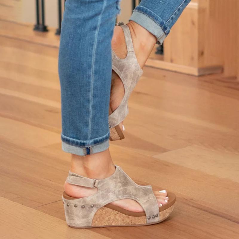Image of Riley | Women's Wedge Sandals with Ankle Strap