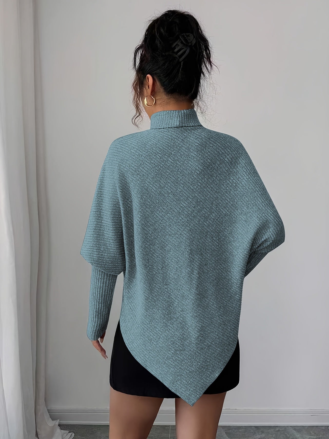 Image of Rita | Women's Turtleneck Asymmetrical Hem Sweater