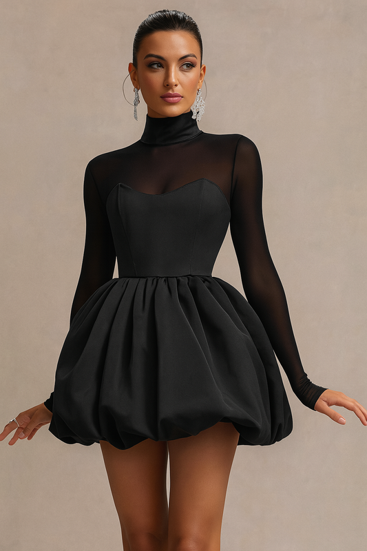 Image of Roberta | Women's Long Sleeve Tulle Mini Dress