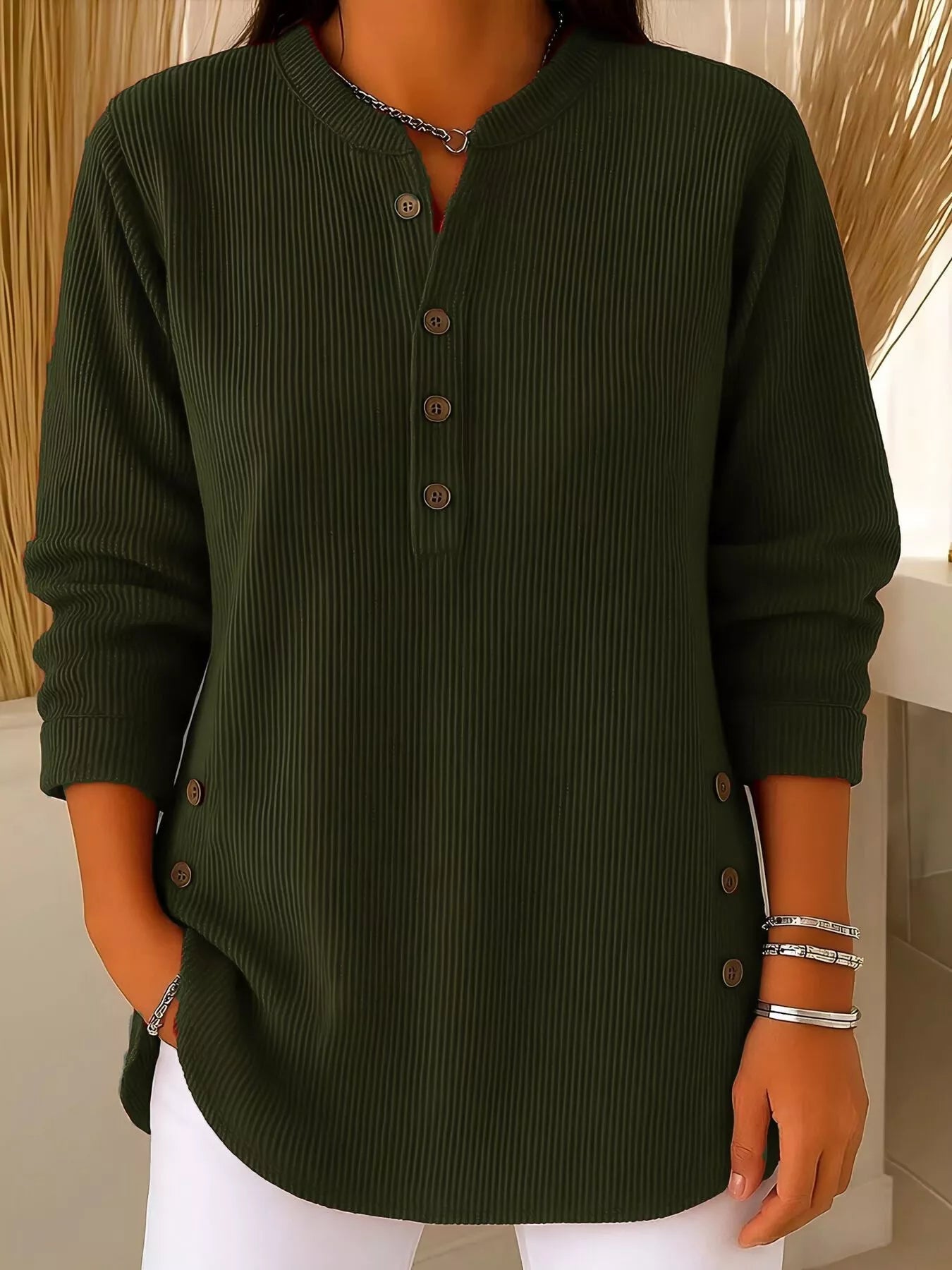 Image of Robin | Women's Henley Long Sleeve Blouse