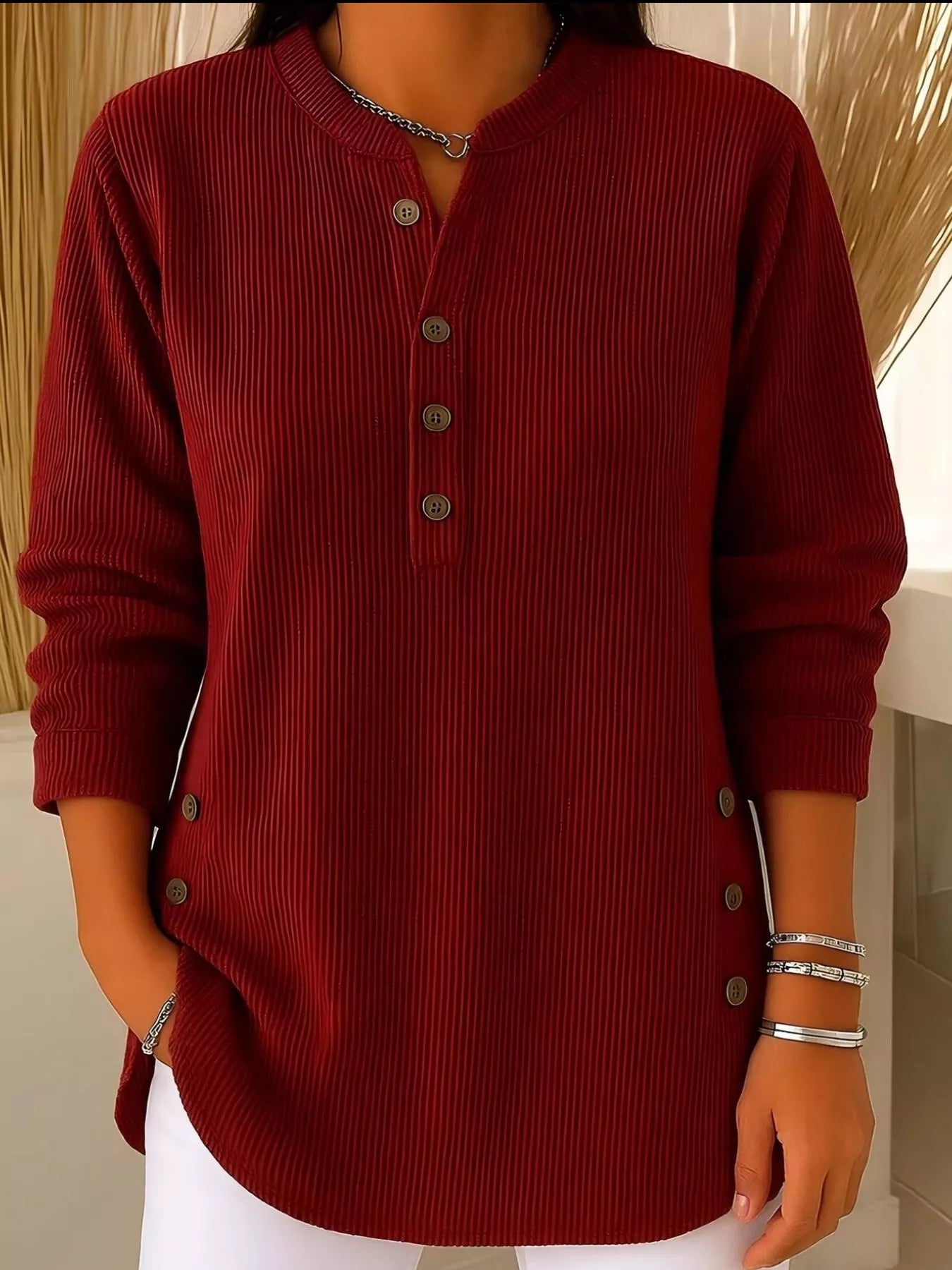 Image of Robin | Women's Henley Long Sleeve Blouse