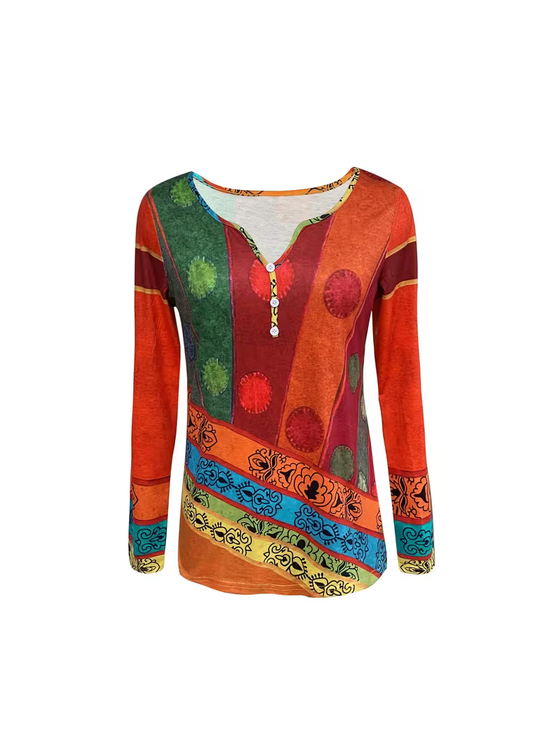 Image of Rose | Women's Long Sleeve Printed Blouse