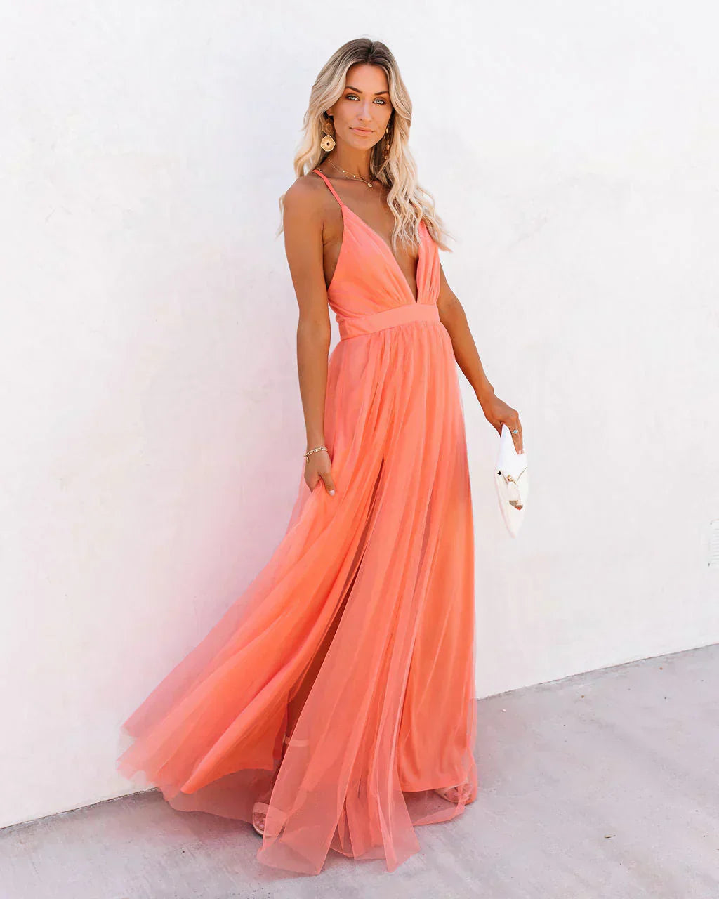 Image of Rose | Women's V-Neck A-Line Maxi Dress