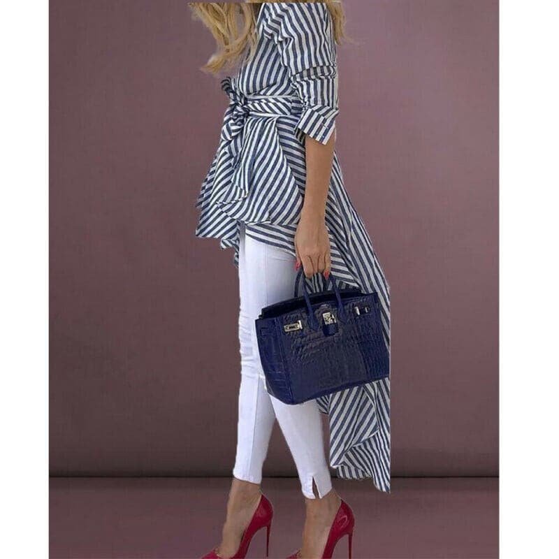 Image of Sage | Women's Striped Wrap Blouse