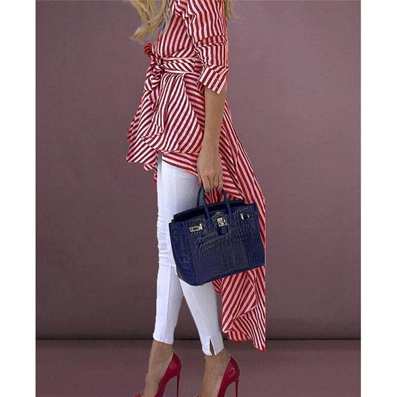 Image of Sage | Women's Striped Wrap Blouse