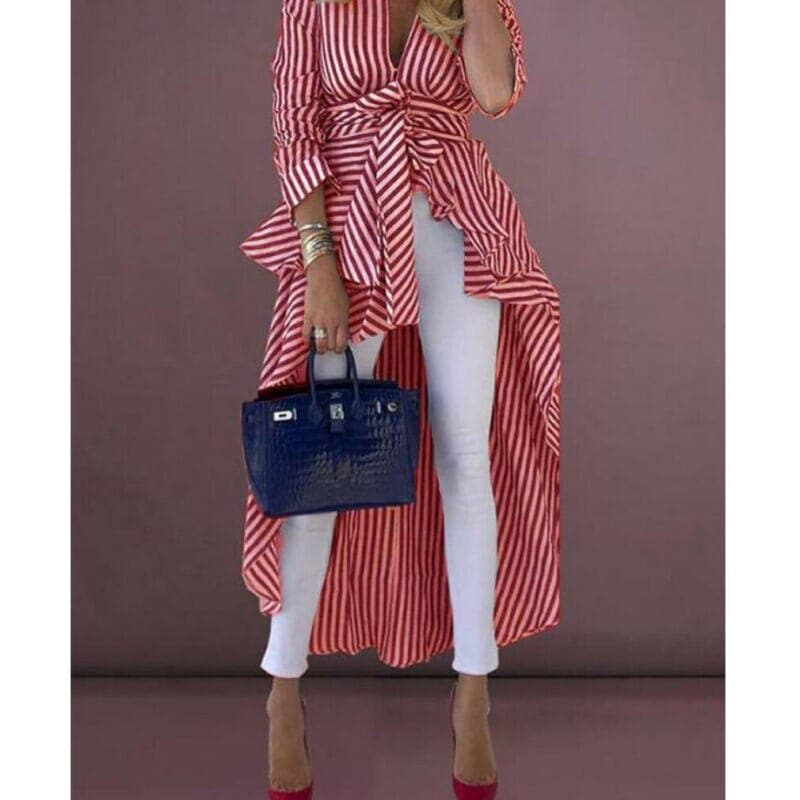 Image of Sage | Women's Striped Wrap Blouse