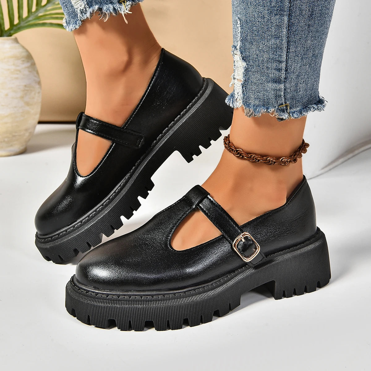 Image of Sanaa | Women's Buckled Platform Mary Jane Shoes