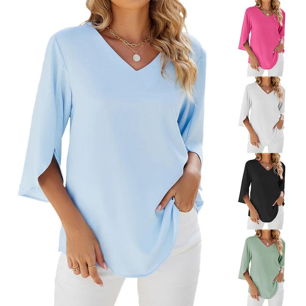 Image of Scarlett | Women's V-Neck Split Sleeve Blouse