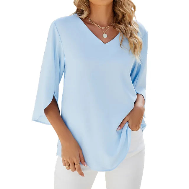 Image of Scarlett | Women's V-Neck Split Sleeve Blouse