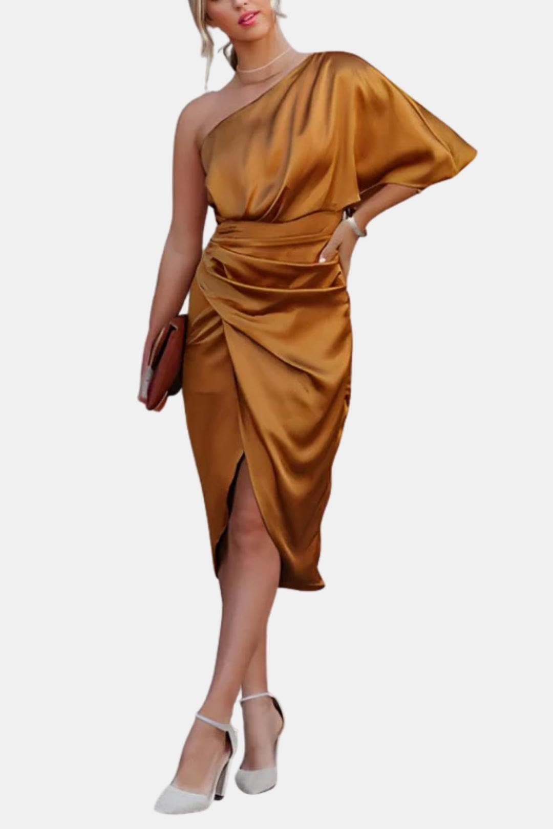 Image of Sophia | Women's One Shoulder Wrap Midi Dress
