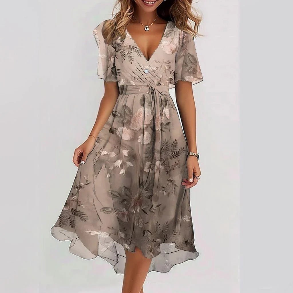 Image of Stella | Women's V-Neck A-Line Midi Dress