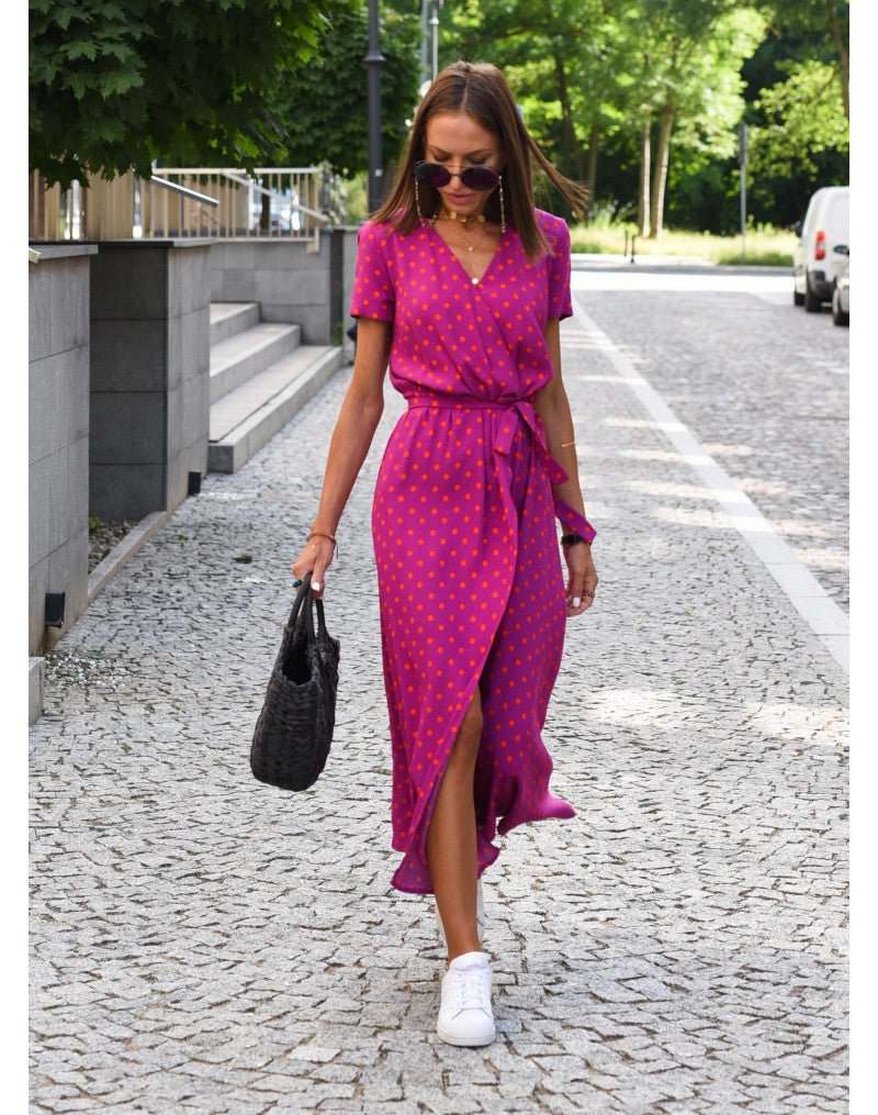 Image of Stephanie | Women's V-Neck Wrap Midi Dress