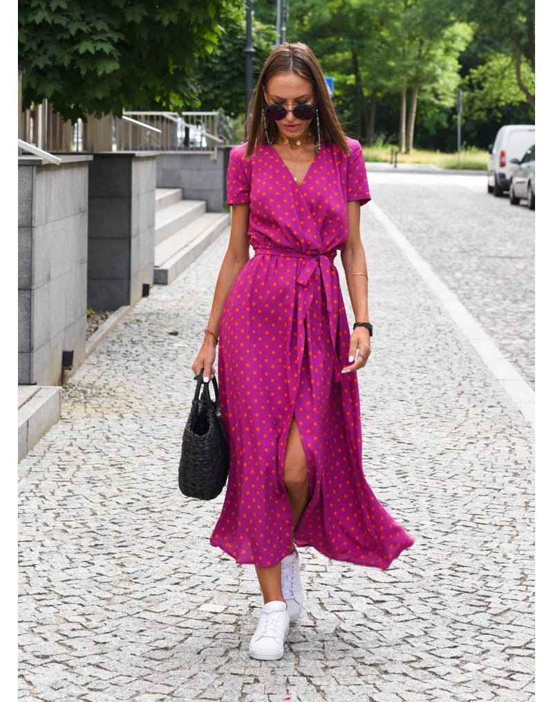 Image of Stephanie | Women's V-Neck Wrap Midi Dress
