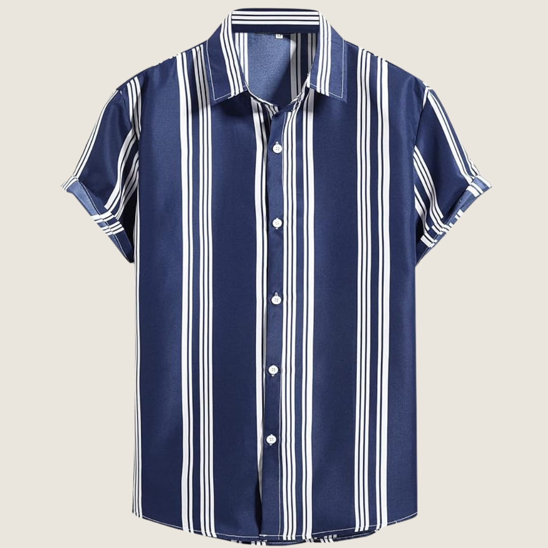 Image of Sterling | Men's Striped Short Sleeve Button-Up Shirt