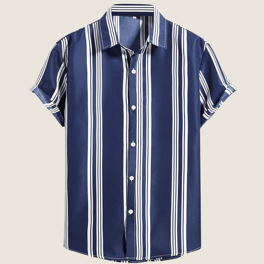 Image of Sterling | Men's Striped Short Sleeve Button-Up Shirt