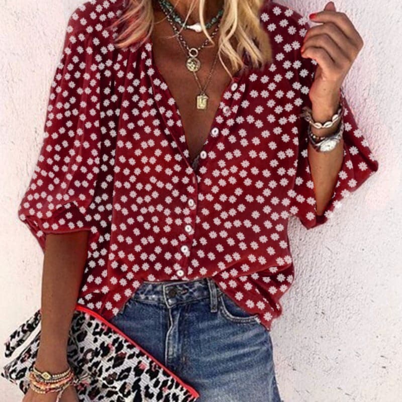 Image of Susan | Women's Button-Down Floral Print Blouse