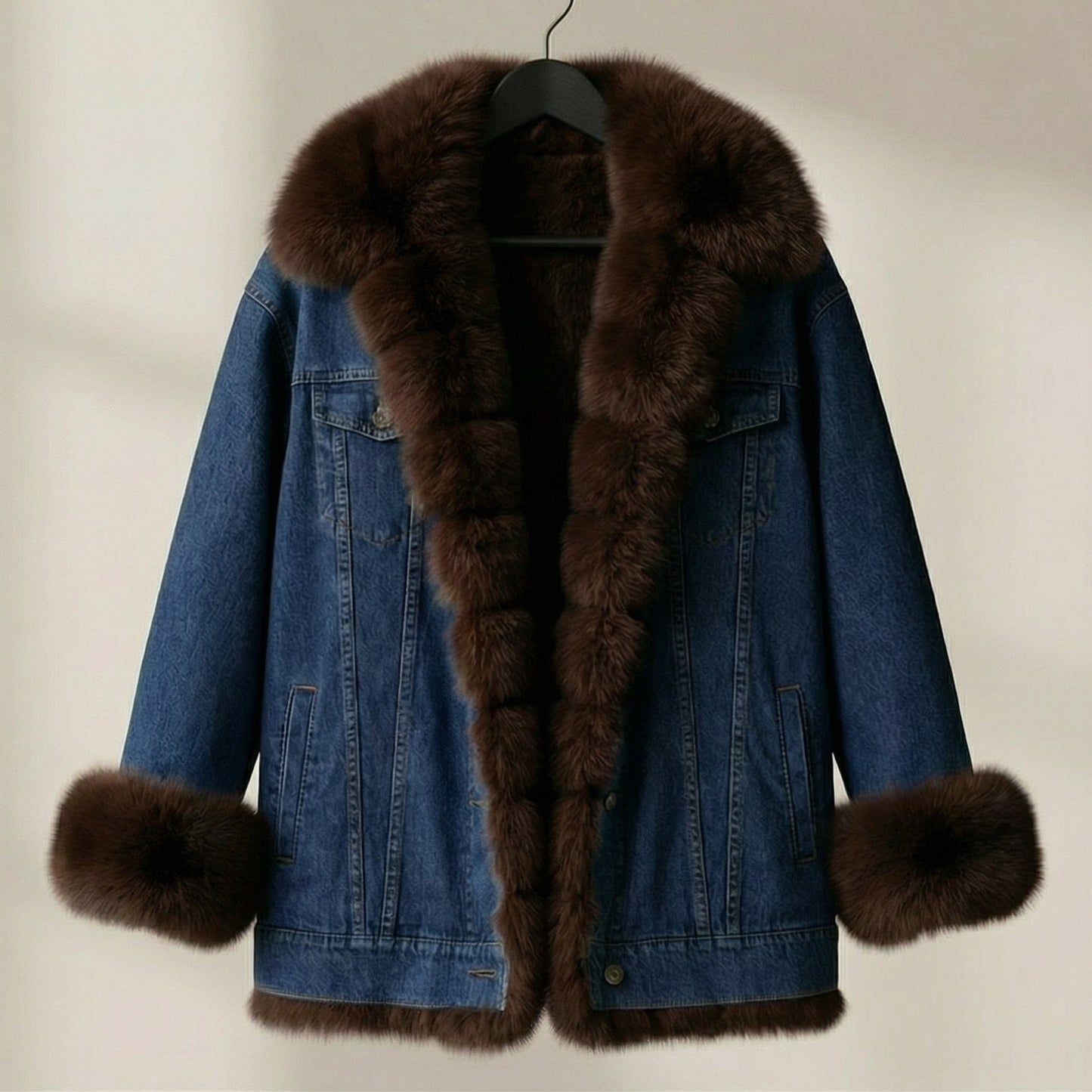 Image of Susan | Women's Fur Collar Denim Jacket