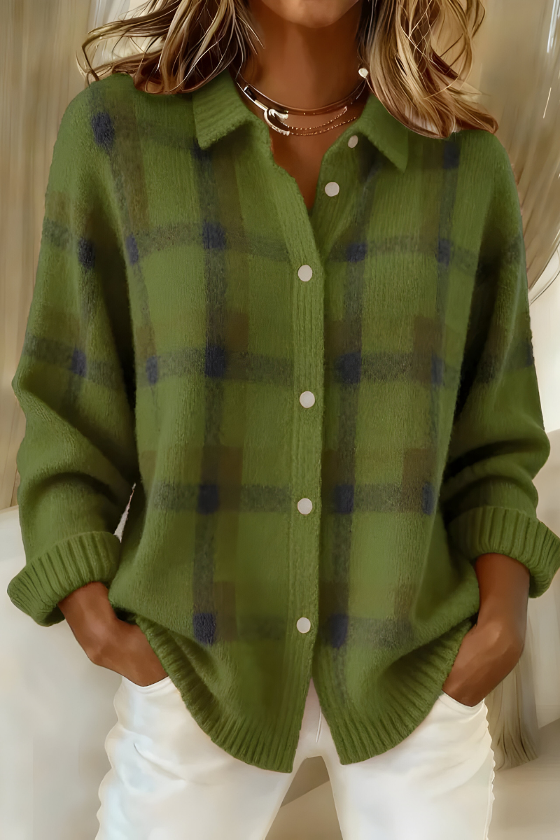 Image of Sylvia | Women's Plaid Button-Up Long Sleeve Shirt