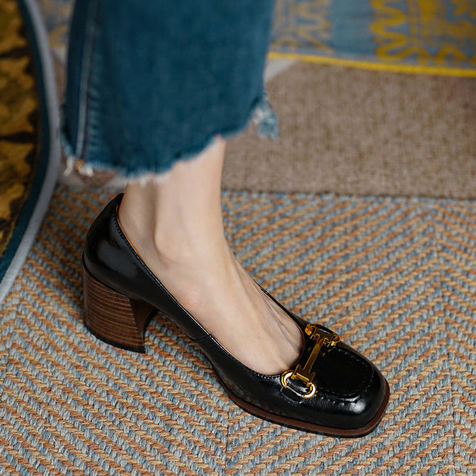 Image of Tessa | Women's Block Heel Loafer Shoes