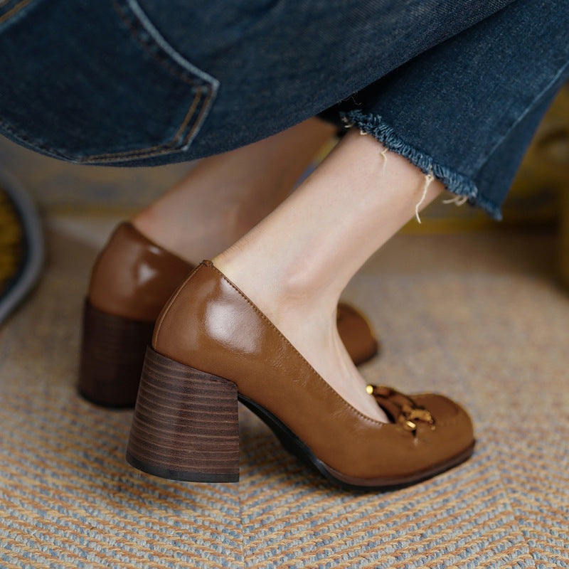 Image of Tessa | Women's Block Heel Loafer Shoes