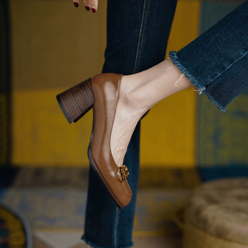 Image of Tessa | Women's Block Heel Loafer Shoes
