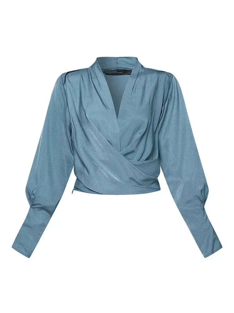 Image of Tessa | Women's Long Sleeve Wrap Blouse