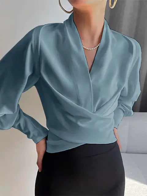 Image of Tessa | Women's Long Sleeve Wrap Blouse