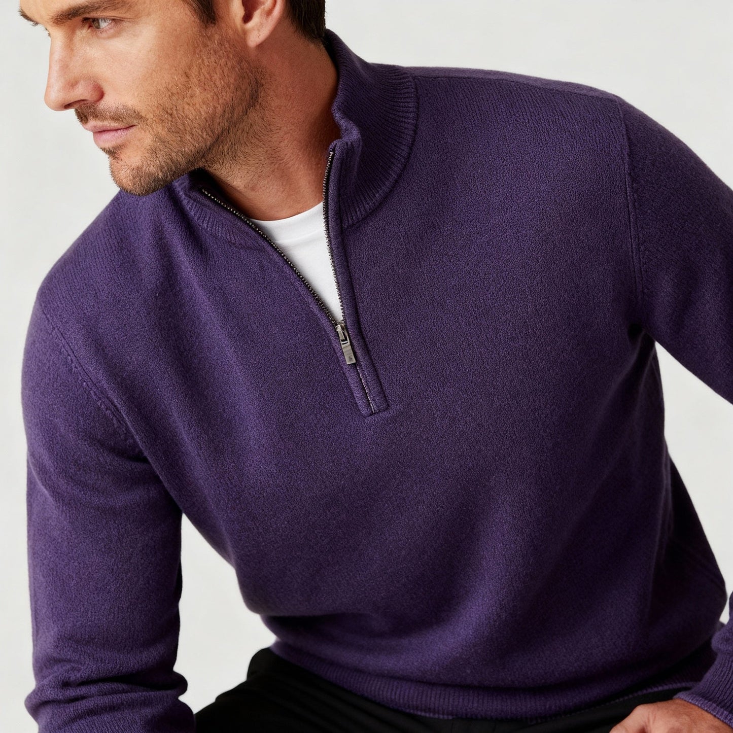 Image of Thomas | Men's Quarter Zip Mock Neck Sweater