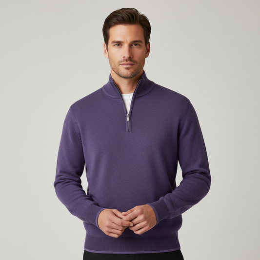 Image of Thomas | Men's Quarter Zip Mock Neck Sweater