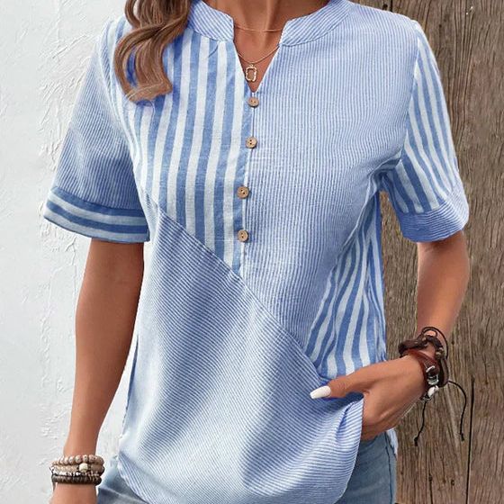 Image of Tiffany | Women's Button-Down Striped Blouse