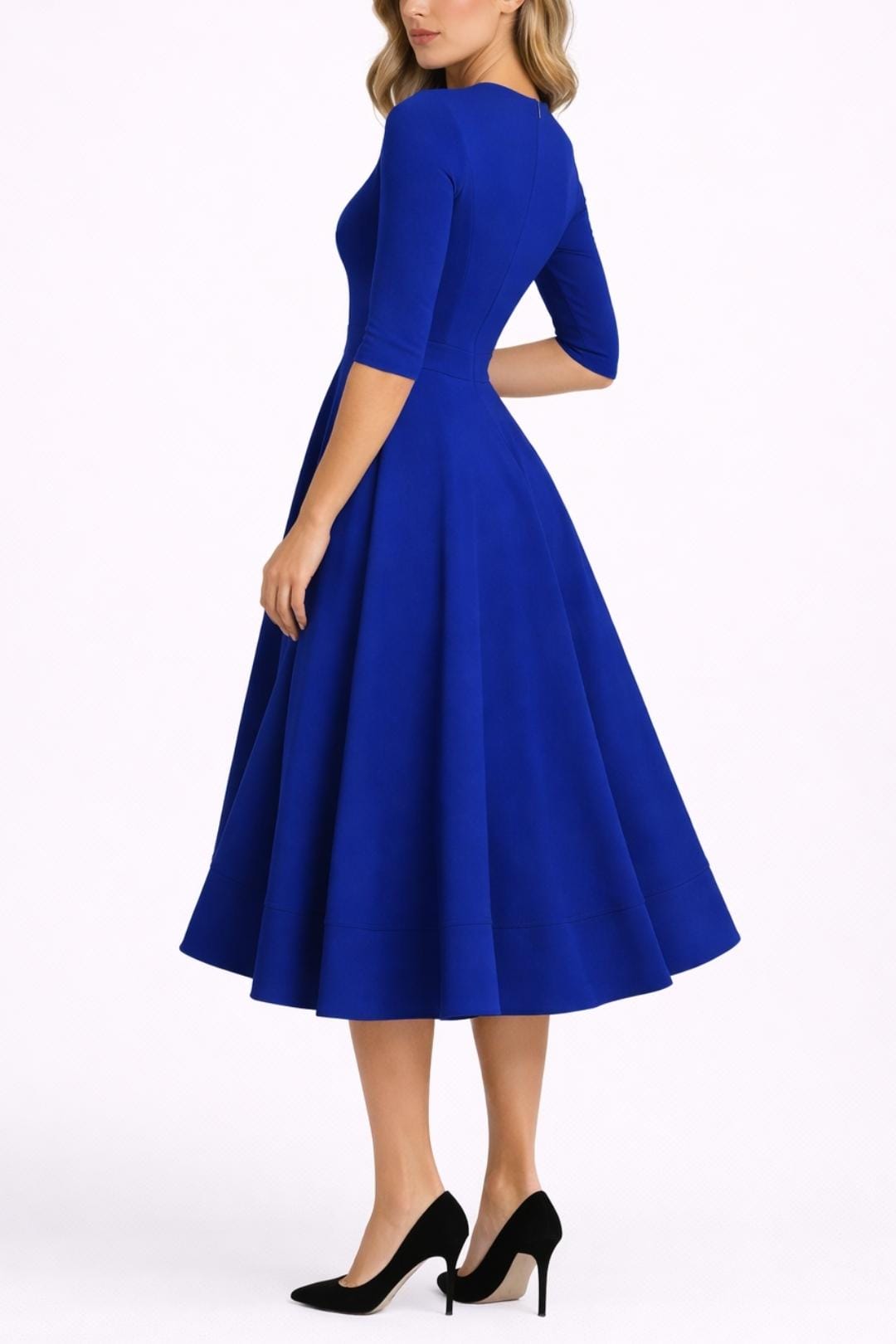 Image of Tina | Women's V-Neck A-Line Midi Dress