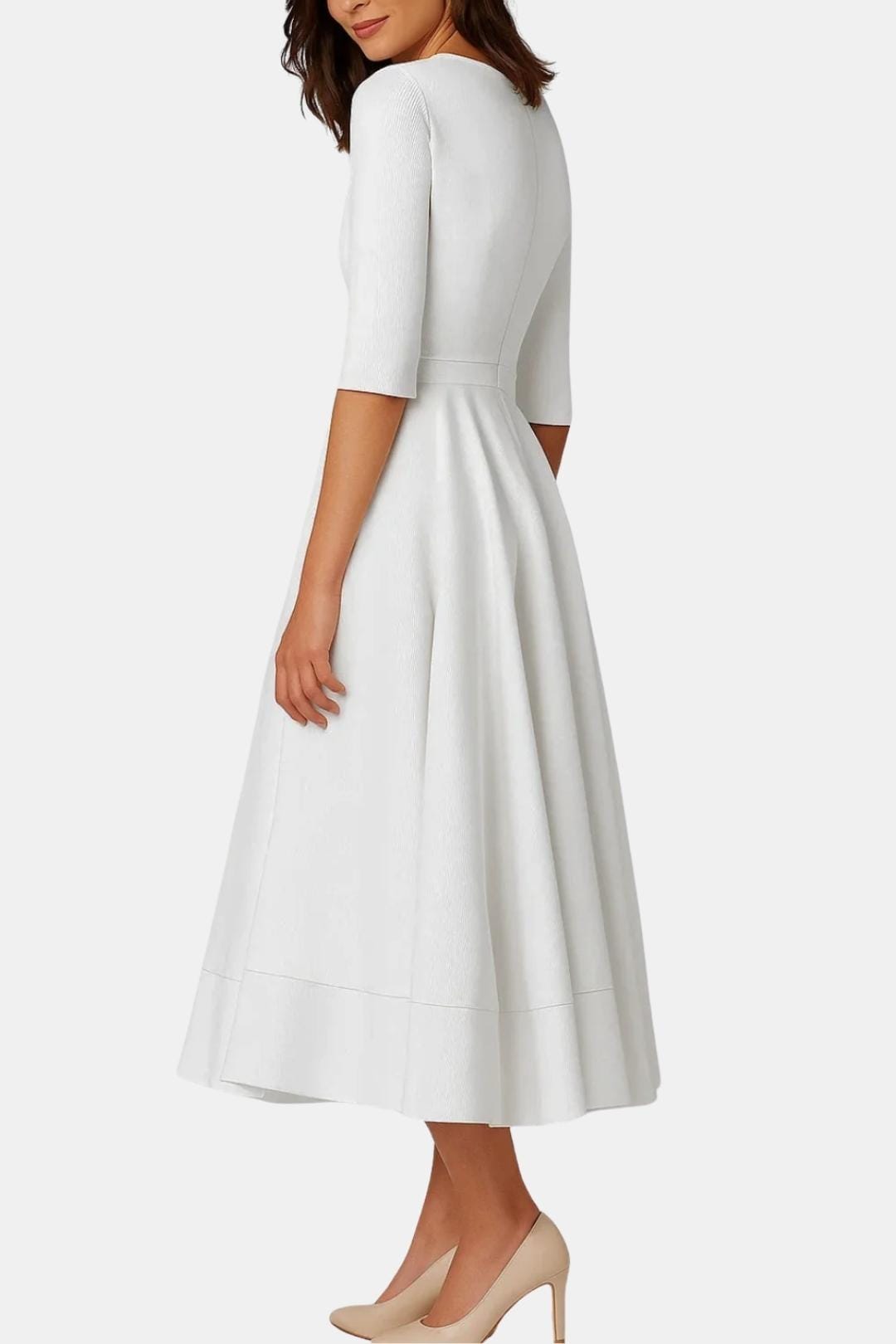 Image of Tina | Women's V-Neck A-Line Midi Dress