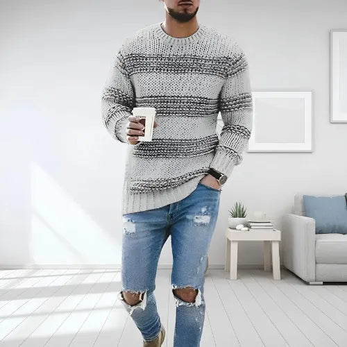 Image of Trey | Men's Striped Crew Neck Sweater