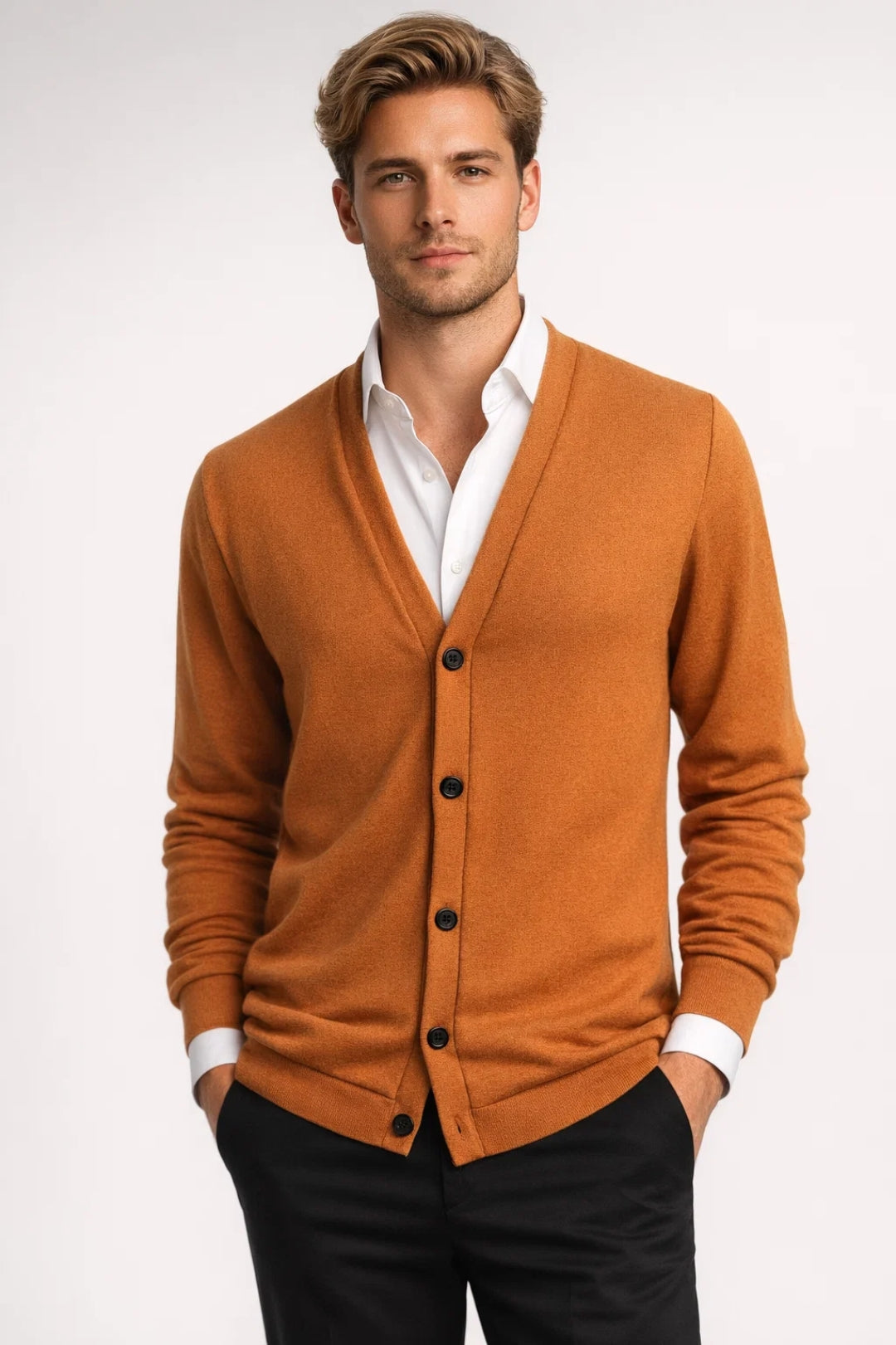 Image of Vincent | Men's Button-Front V-Neck Cardigan