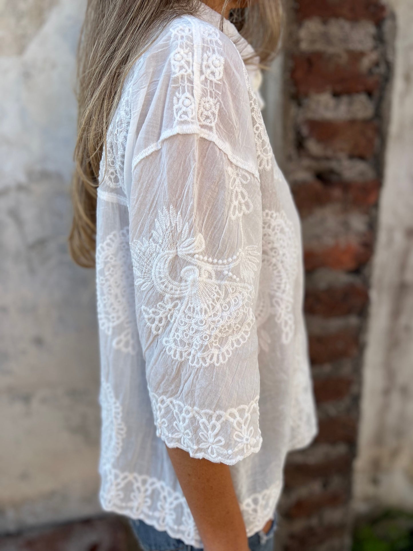 Image of Whitney | Women's Lace Button-Down Blouse