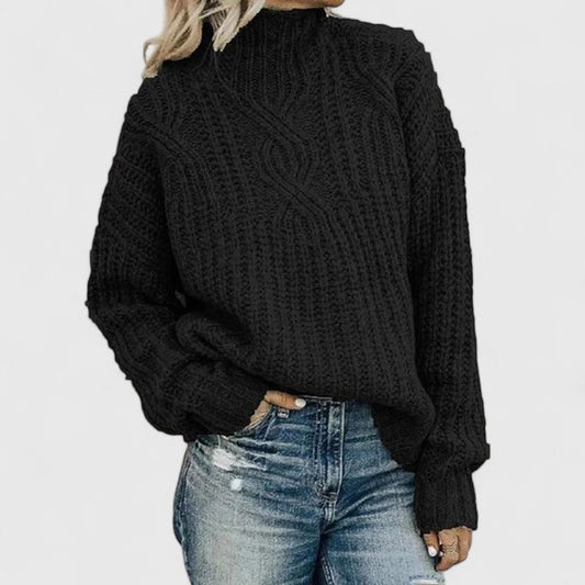 Image of Zara | Women's Cable Knit Turtleneck Sweater